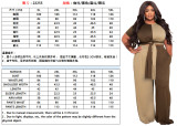 Plus Size Women Contrast Knitting Top And Pant Casual Two Piece Set