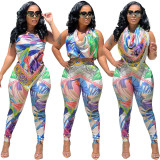 Women Fashion Multi-Purpose Printed Top + Pant Two-Piece Set