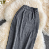 Summer retro high waist slim skirt women's elastic waist drawstring slim slit bag hip skirt