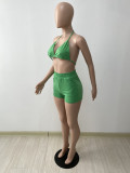 Fashion Solid Color Simplicity Halter Neck Bikini Two Piece Set