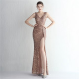 Women Sequined Sequin Long Evening Dress