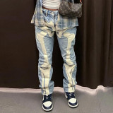 Spring Summer Embroidered Mid-Rise Straight Street Sexy Denim Pants