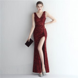 Women Sequined Sequin Long Evening Dress