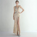 Women Sequined Sequin Long Evening Dress