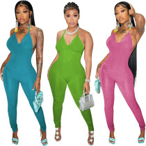 Women Sexy solid Backless Jumpsuit