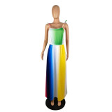 Women'S Clothing Multi-Color Printed Straps Summer Maxi Dress