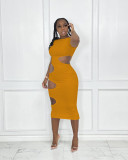 Women's Sexy Cutout Ribbed Solid Dress