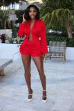 Women'S Clothing Fashion Casual Solid Color Long Sleeve Two Piece Shorts Set