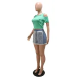 Summer Fashion Simple Fringed Denim Shorts