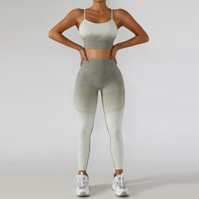 Women Gradient Top and Pant Yoga Wear Two-Piece Set