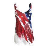 Women'S Summer Usa Flag Day Casual Loose Tank Top