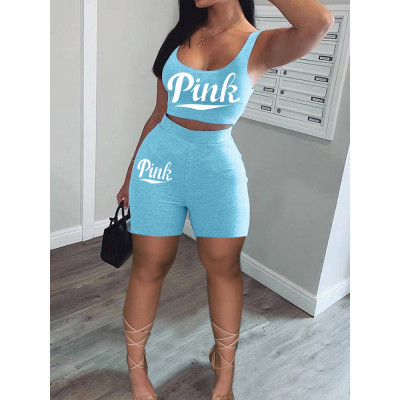 Tank Top Shorts Casual Tracksuit Printed Women's two piece shorts set