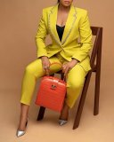 Solid Color Suit Long Sleeve Chic Career Casual Pant Set