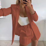 Women fashion Blazer+Shorts with belt Two-piece