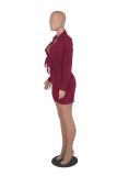 Women'S Deep V-Neck Long Sleeve Button Bodycon Dress Female