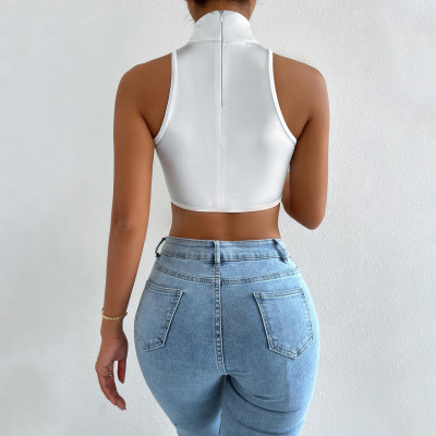 Women's Pullover Round Neck Sleeveless Crop Crop Tank Top Women's Summer Outdoor Wear Basics Top