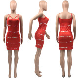 Women's Sling Print Midi Dress