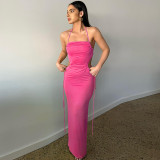 Women'S Summer Sexy Halter Backless Side Hollow Out Slim Dress
