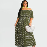 Summer Polka Dot Print Fashion Casual Long Plus Size Women's Dress