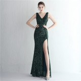 Women Sequined Sequin Long Evening Dress