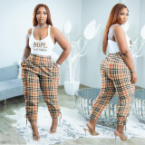 Plus Size Women Casual Plaid Print Two-Piece Set