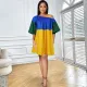 Summer One Shoulder Backless Puff Sleeve Loose Cotton Shirt Dress Women Backless Dress