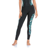 Women Short Sleeve Zipper Trousers Swimwear Surf Two Piece Set