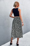 Summer Retro Sexy Leopard Print High Waist Slit Skirt