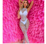 Sexy fishnet stockings jacquard hollow bodysuit lingerie