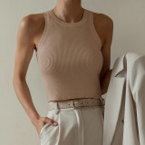 Summer woolen simple Tight Fitting Crop vest top women