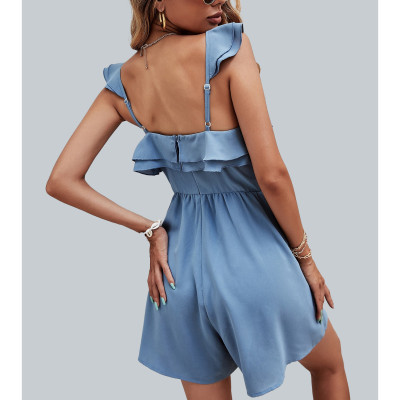 Casual Jumpsuit Short Spring/Summer Strap Sleeveless Sexy Solid Color Jumpsuit