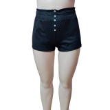 Plus Size Stretch Button Up Shorts Women's Casual Shorts