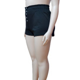 Plus Size Stretch Button Up Shorts Women's Casual Shorts