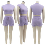 Women's Fashion Solid Color Sports Casual Two Piece Shorts Set