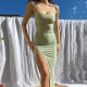 Women's Summer Fashion Sexy Low Back Slim Slit Strap Dress