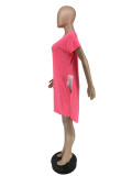 Solid Color Pocket Short Front and Back Long Irregular Dress