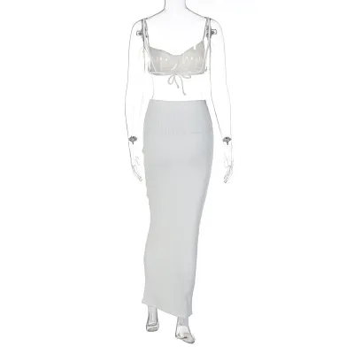 Women's Summer Bandeau Top Fashion Slim Skirt Suit