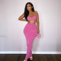 Women's Summer Bandeau Top Fashion Slim Skirt Suit