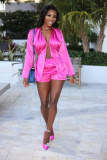 Sexy satin multicolor fashion top and shorts suit