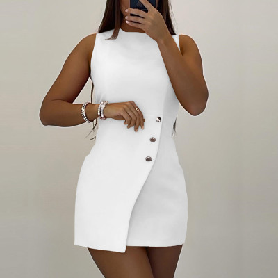 Women Sleeveless Asymmetric Mini Dress