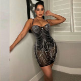 Women Sexy Beaded Fringe Dress