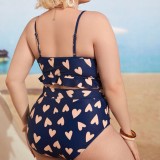 Bikini Print Cutout Knot Sexy Plus Size Women Swimsuit