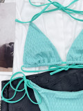 Sexy Solid Lace-Up Triangle Bikini Two Piece Swimsuit