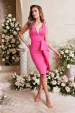 Ladies Fashion V-Neck Sleeveless Slit Dress