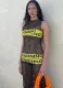 Women'S Summer Letter Patch Round Neck Sleeveless Mesh See-Through Maxi Dress