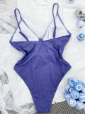 Summer Solid One Piece Knot Stra Sexy Swimsuit