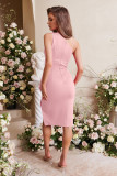 Ladies Fashion V-Neck Sleeveless Slit Dress