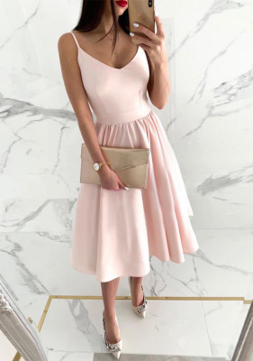 Women'S Pink Strap Sweet A-Line Dress