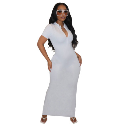 Fashion Women's Summer Solid Color Long Casual Dress