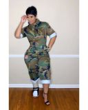 Summer Flag Print Camouflage Cargo Jumpsuit